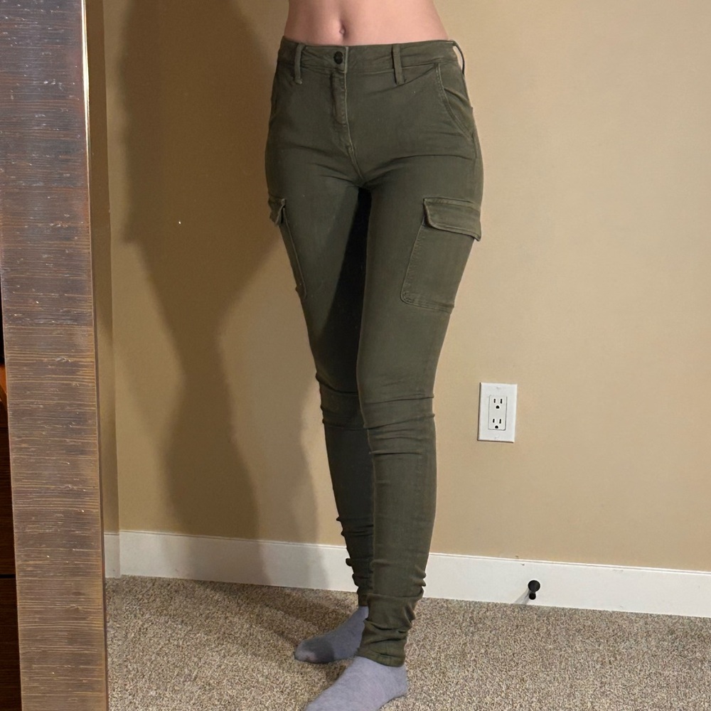 Tall long length Mavi Dark Green Skinny Cargo Pants